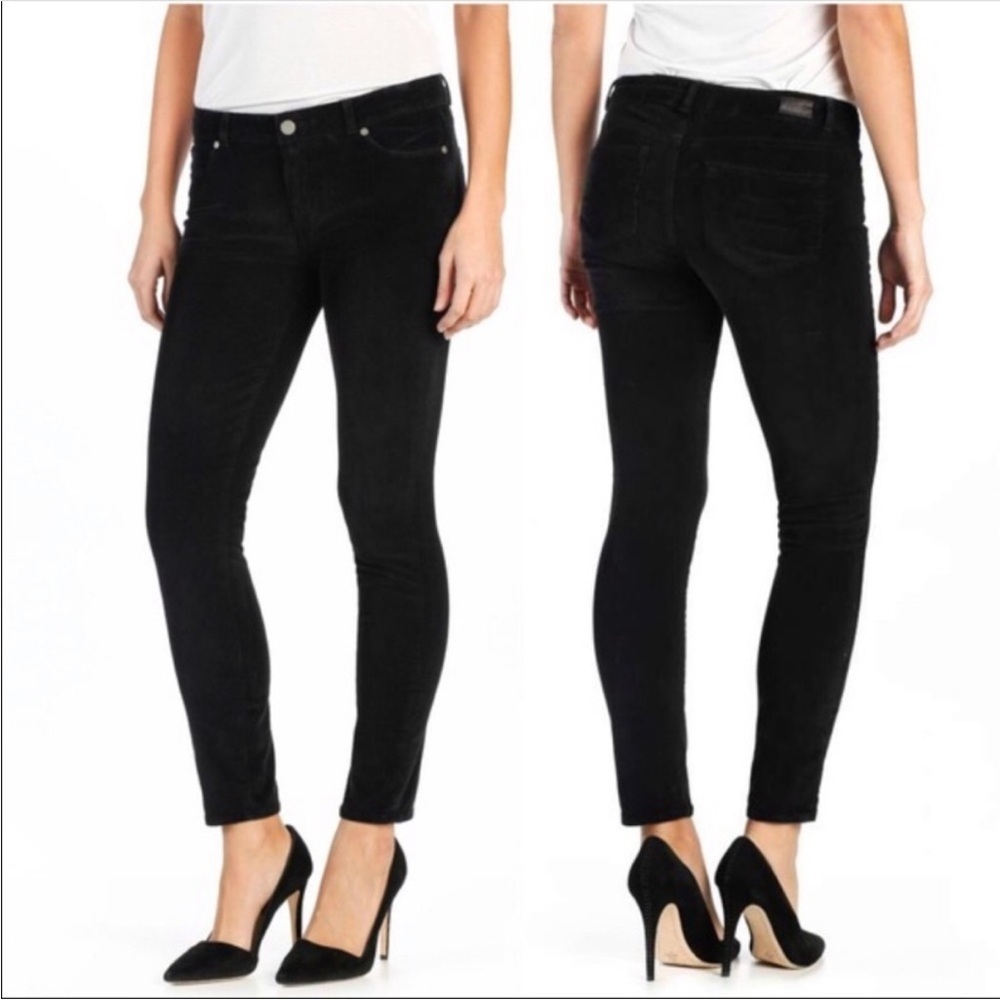 PAIGE Black Verdugo Corduroy Ankle Skinny Lined Jeans Size 26
